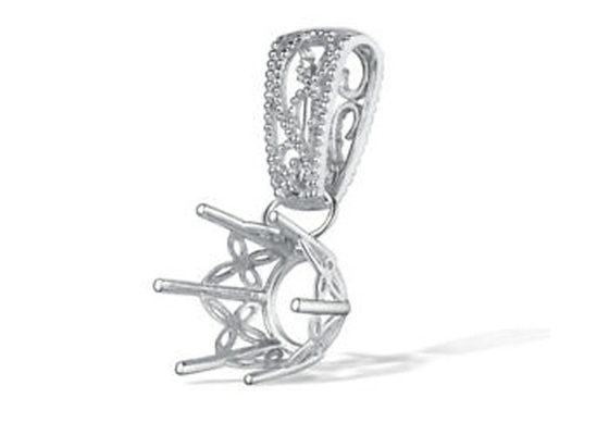 2.3g semi zet Tegenhangermontages, 18k-Witgoud Diamond Pendant 4pcs 0.1ct op