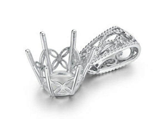 2.3g semi zet Tegenhangermontages, 18k-Witgoud Diamond Pendant 4pcs 0.1ct op