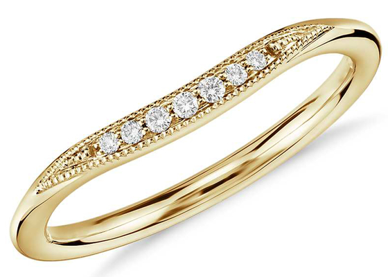 De uiterst kleine Sierlijke Gele Gouden Ring van 14K, Diamond Stacking Rings 2mm 1.5mm 1.3mm Grootte