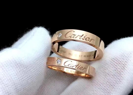Stevige Gouden de Juwelenring van 0.12ct 18K met Natuurlijke Diamant 3.6mm Breedte