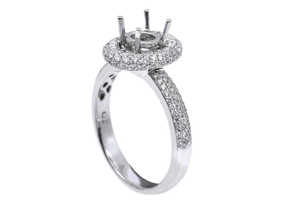 18k Semi het witgoud zet Juwelenring met 11.1mm 0.45ct Natuurlijke Diamanten op