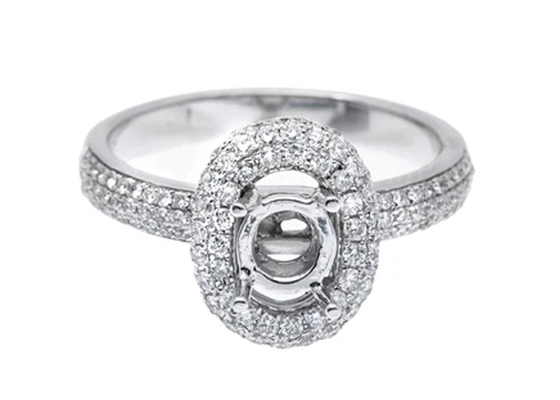 18k Semi het witgoud zet Juwelenring met 11.1mm 0.45ct Natuurlijke Diamanten op