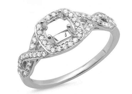 Semi het Witgoud van 0.38ct 1.3mm 14k zet Ringenkussen op voor Verjaardag wordt gesneden die