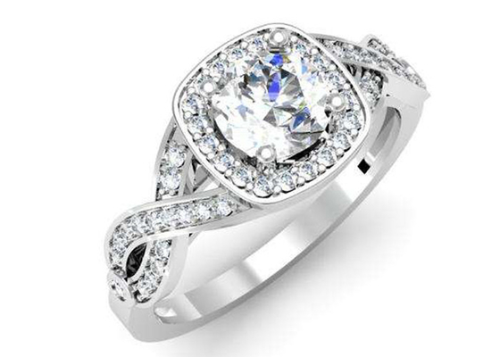 Semi het Witgoud van 0.38ct 1.3mm 14k zet Ringenkussen op voor Verjaardag wordt gesneden die