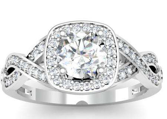 Semi het Witgoud van 0.38ct 1.3mm 14k zet Ringenkussen op voor Verjaardag wordt gesneden die