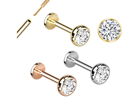 Steriele Gouden Lichaam het Doordringen de Schroefstijl Dia 3×3mm van Juwelenoorringen