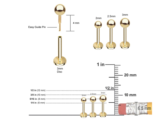 OEM 14k Gouden Kraakbeenoorringen, Lichaams Doordringende Oorring 5mm 8mm 10mm Lengte
