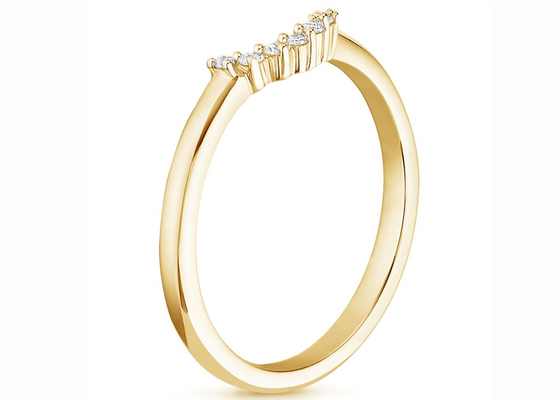 de Gele Gouden Stapelbare Ringen van 0.15ct 14k, Diamond Stacking Rings 2mm 1.5mm Steengrootte