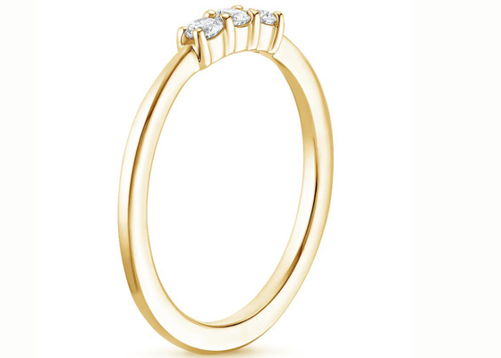 Steengrootte 3mm de Gele Gouden Juwelen van 14K, 3 Steenovereenkomst Ring Claw Setting Type