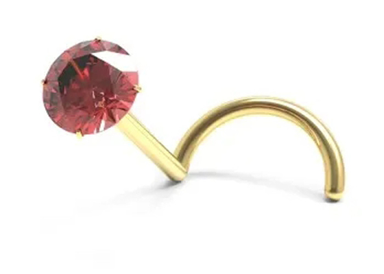 Schroef18k het Gouden Neus Doordringen met 1.5mm3mm Natuurlijk Garnet Stone