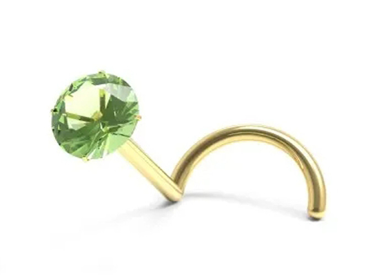 Schroef18k het Gouden Neus Doordringen met 1.5mm3mm Natuurlijk Garnet Stone