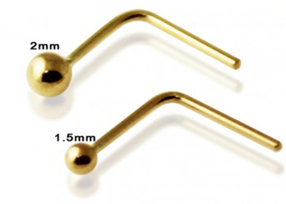 L-vormige Gouden de Neusring van 18k, Neus Ring With Ball On End 1.52.0mm grootte
