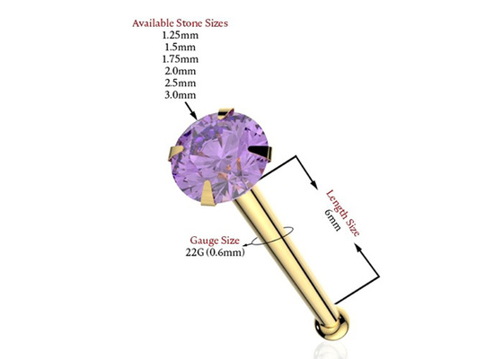 1.253.0mm 18K Gouden Neus die OEM ODM met Natuursteen doordringen
