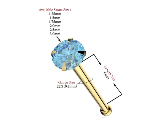 1.253.0mm 18K Gouden Neus die OEM ODM met Natuursteen doordringen
