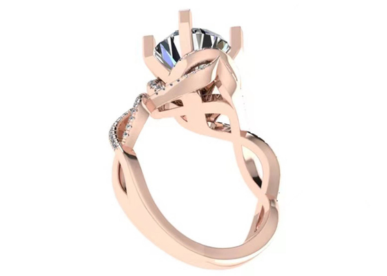 ODM 18K Rose Gold Ring 9mm Briljante die Ronde voor Huwelijksgift wordt gesneden