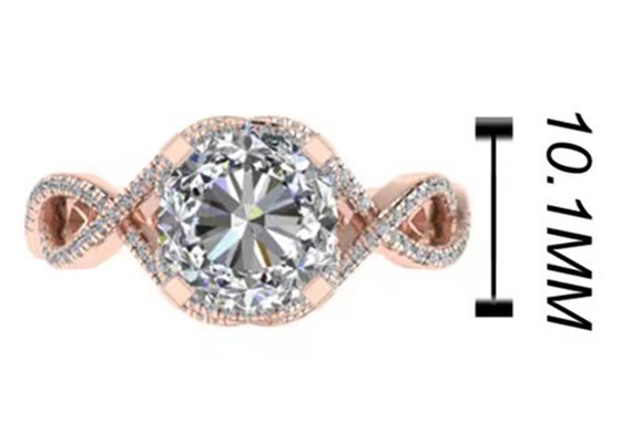 ODM 18K Rose Gold Ring 9mm Briljante die Ronde voor Huwelijksgift wordt gesneden