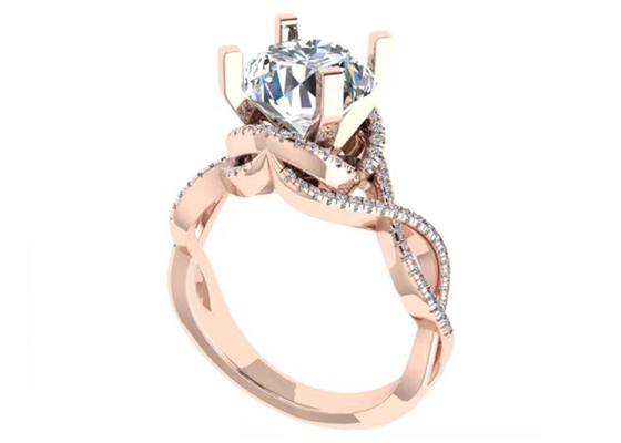 ODM 18K Rose Gold Ring 9mm Briljante die Ronde voor Huwelijksgift wordt gesneden