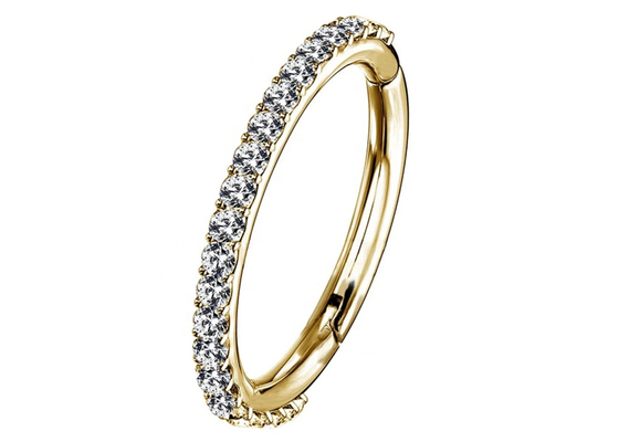 Het scharnierende Plaatsende Type van Septum14k Gouden Clicker Klauw met 1.3mm Diamant