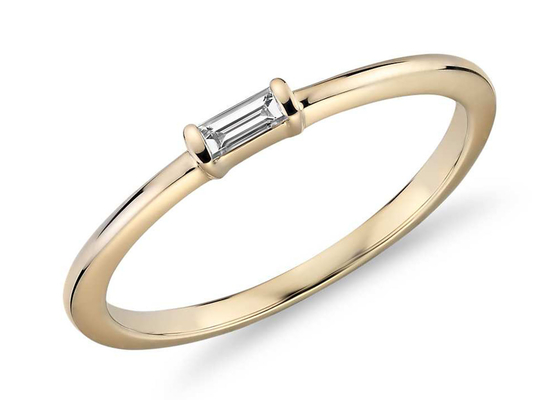 Gouden Ring 2.0×4.0MM van de Baguettebesnoeiing 9K 0.11ct-het Plaatsende Type van Gewichtsriek