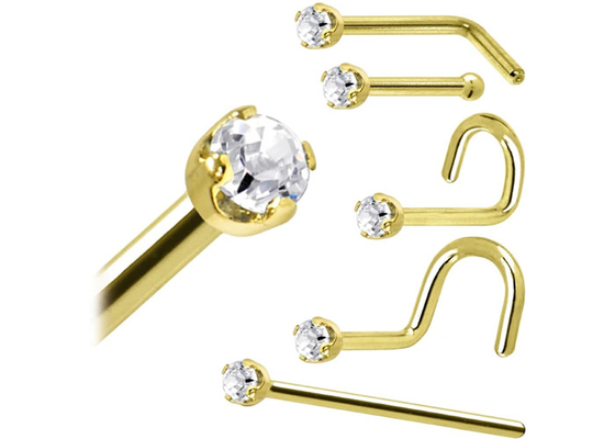 ODM 18k die Rose Gold Nose Ring, Neus Pin With doordringen 1.52.5mm Natuurlijke Diamant