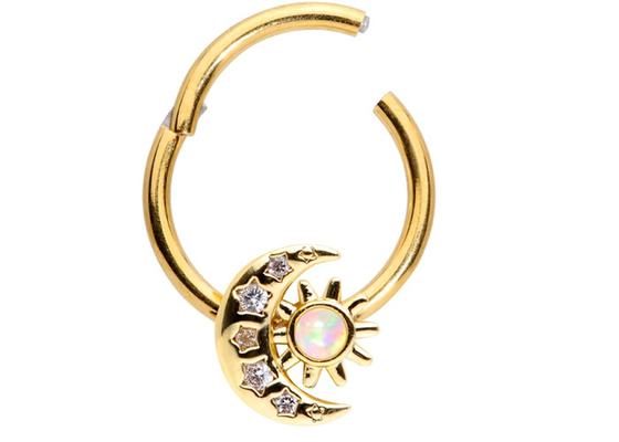De stevige de Neus van 18K Gouden het Doordringen Vorm van de Maanzon met Natuurlijke de Diamantenodm van 0.06ct SI2