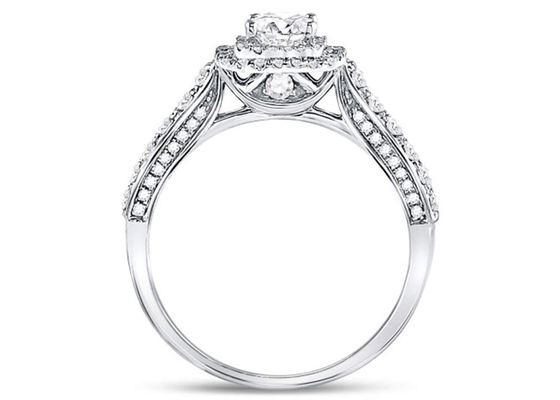 de Stevige Gouden Juwelen van 3.65g 14K, het Witgoud Diamond Rings van de Vierkante Vrouwen van 0.8ct