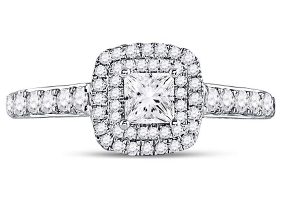 de Stevige Gouden Juwelen van 3.65g 14K, het Witgoud Diamond Rings van de Vierkante Vrouwen van 0.8ct