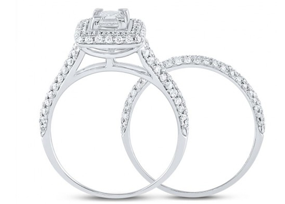 14K gele Gouden Vierkante de Ringen0.8ct Drie Steen van de Besnoeiingsbelofte