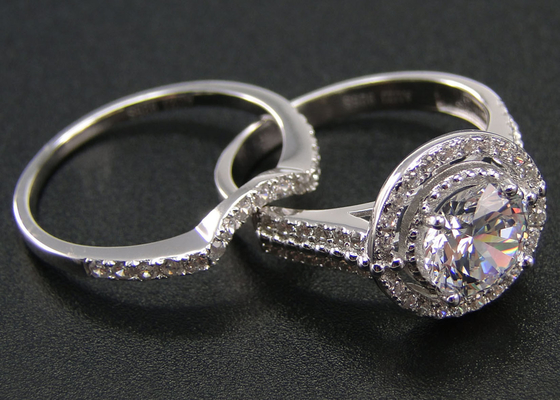 1.25 Ct om OEM van Ring Sets van het Halohuwelijk voor het Plaatsende Type van Overeenkomstenriek
