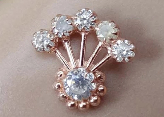 18K Rose Gold Nose Ring With-Diamant 0.05ct voor Dagelijkse Slijtageoem ODM