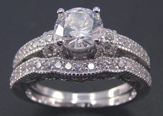 2 de vormoem van karaatdiamond engagement wedding rings round ODM