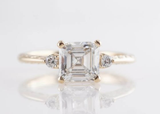 14K Rose Gold Asscher Cut Diamond-Verlovingsring1.29ct Klassieke Stijl