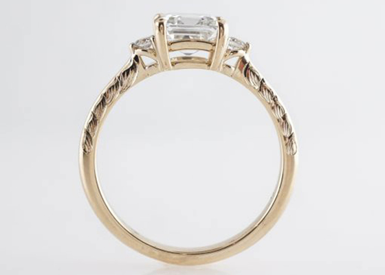 14K Rose Gold Asscher Cut Diamond-Verlovingsring1.29ct Klassieke Stijl