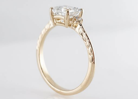 14K Rose Gold Asscher Cut Diamond-Verlovingsring1.29ct Klassieke Stijl