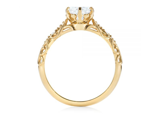 14K geel Gouden Echt Diamond Jewellery Ring Vintage Style 6.5mm Grootteoem