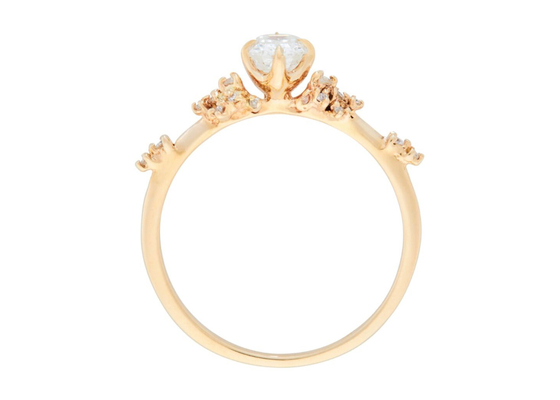 Manier Emerald Cut Diamond Ring, Klauw Vastgestelde Overeenkomst Ring With 6×8mm Steen