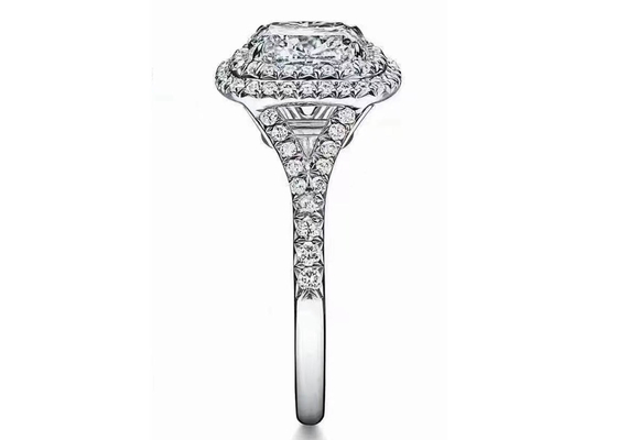 OEM de Halohuwelijk Ring Set van de Kussenbesnoeiing met de Diamant van 66pcs 1.2ct