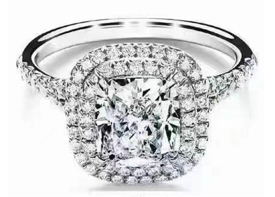 OEM de Halohuwelijk Ring Set van de Kussenbesnoeiing met de Diamant van 66pcs 1.2ct