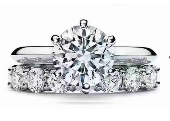 5mm de Ronde Overeenkomst Ring Setting van het Besnoeiings18k Witgoud met 8pcs-Diamantenodm
