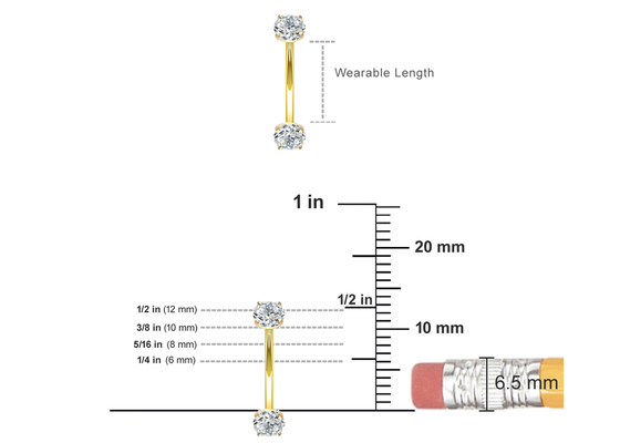 16g Diamond Gold Body Piercing Jewelry-Ring 10mm 8mm Afmeting voor Navel