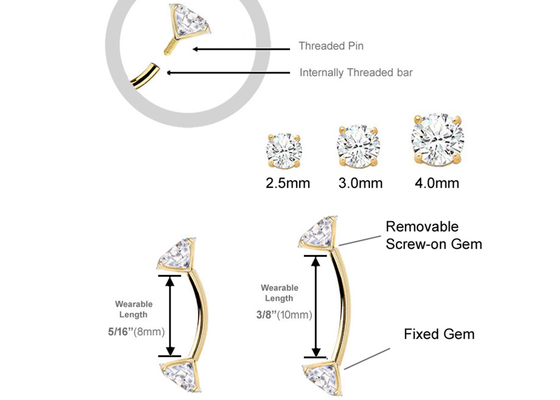 16g Diamond Gold Body Piercing Jewelry-Ring 10mm 8mm Afmeting voor Navel