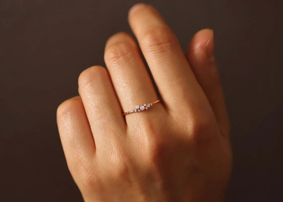 Stevige Echte Diamond Jewellery Ring Brilliant Cut ODM van 14K voor Verjaardag