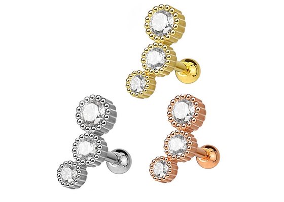 De steriele Gouden Oorringen van Lichaams Doordringende Juwelen voor Kraakbeen Tragus Dia 3×3mm ODM