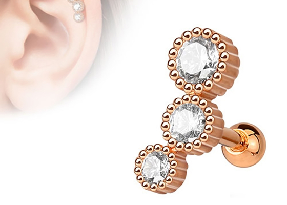 De steriele Gouden Oorringen van Lichaams Doordringende Juwelen voor Kraakbeen Tragus Dia 3×3mm ODM