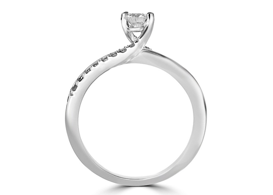 Riek die om Gesneden Diamond Ring, 0.46ct 5mm Diamond Solid Gold Ring plaatsen