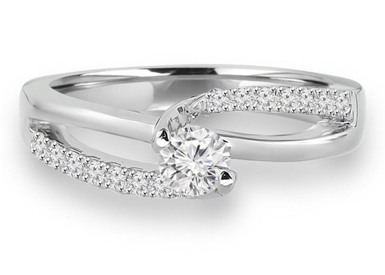 Riek die om Gesneden Diamond Ring, 0.46ct 5mm Diamond Solid Gold Ring plaatsen