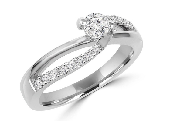 Riek die om Gesneden Diamond Ring, 0.46ct 5mm Diamond Solid Gold Ring plaatsen