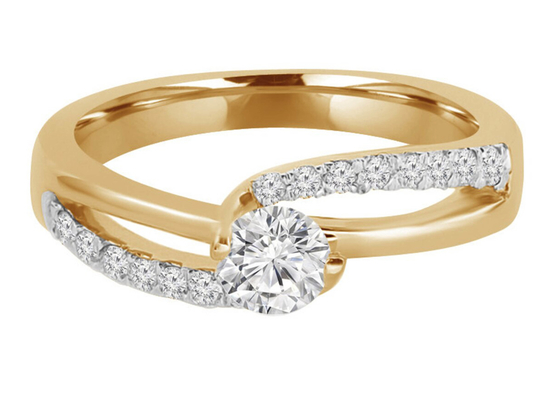 Riek die om Gesneden Diamond Ring, 0.46ct 5mm Diamond Solid Gold Ring plaatsen