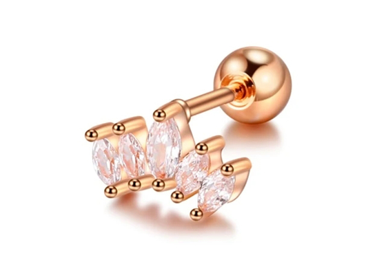 16g van het Lichaams Doordringende Juwelen van de kroonvorm Gouden Oorringen 6mm Lengte met Mq-Diamant