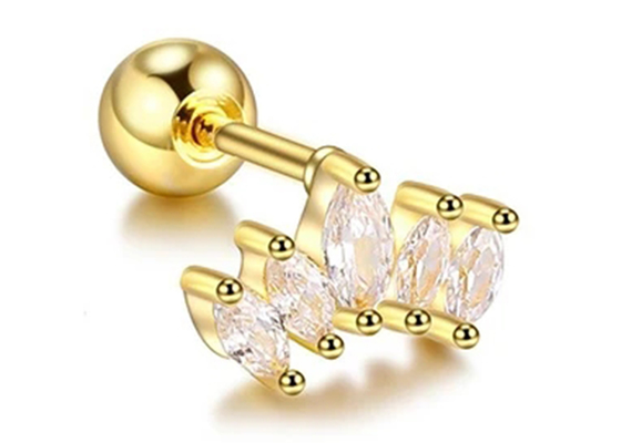 16g van het Lichaams Doordringende Juwelen van de kroonvorm Gouden Oorringen 6mm Lengte met Mq-Diamant